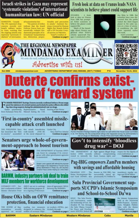 Cover of The Mindanao Examiner Regional Newspaper