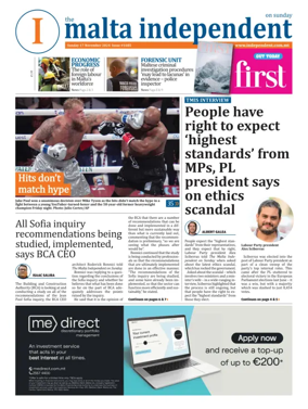 Cover of The Malta Independent on Sunday
