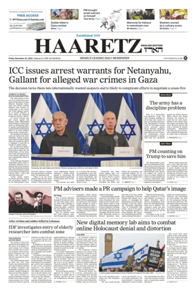 Cover of Haaretz english edition (Friday)