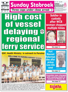 Cover of Stabroek News Sunday