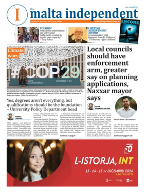 Cover of The Malta Independent on Sunday