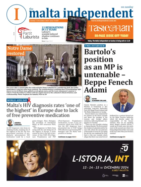 Cover of The Malta Independent on Sunday