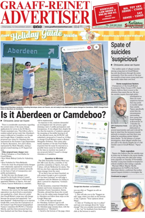 Cover of Graaff-Reinet Advertiser