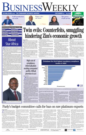 Cover of Business Weekly (Zimbabwe)