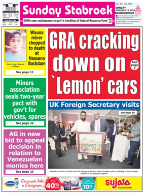 Cover of Stabroek News Sunday