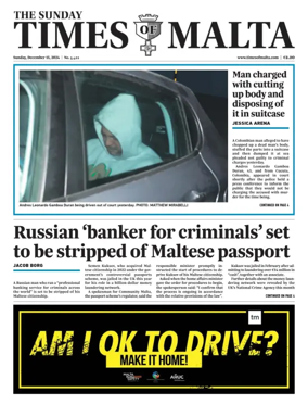Cover of The Sunday Times of Malta