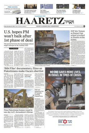 Cover of Haaretz english edition (Friday)