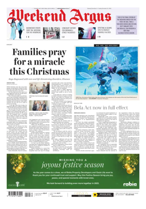 Cover of Weekend Argus (Saturday Edition)