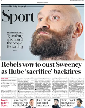 Cover of The Daily Telegraph - Sport Saturday