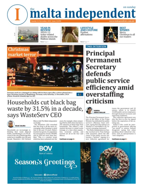 Cover of The Malta Independent on Sunday