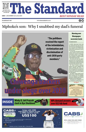 Cover of The Standard (Zimbabwe)