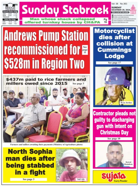 Cover of Stabroek News Sunday