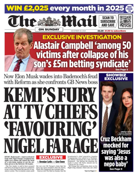 Cover of The Mail on Sunday