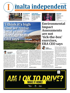 Cover of The Malta Independent on Sunday