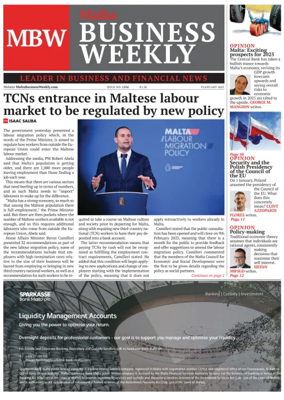 Cover of The Malta Business Weekly
