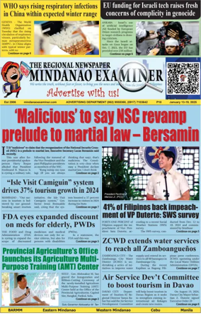 Cover of The Mindanao Examiner Regional Newspaper