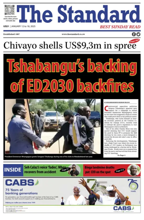 Cover of The Standard (Zimbabwe)
