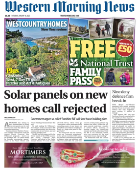 Cover of Western Morning News (Saturday)