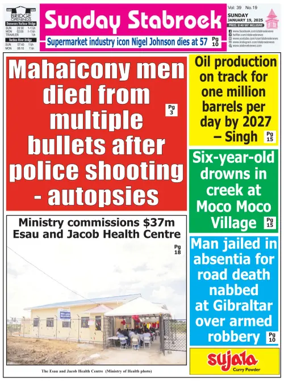 Cover of Stabroek News Sunday