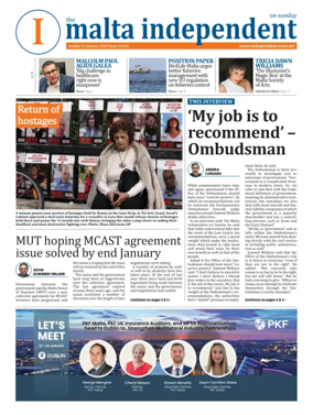 Cover of The Malta Independent on Sunday
