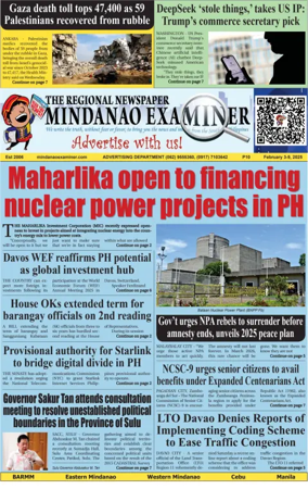 Cover of The Mindanao Examiner Regional Newspaper