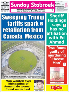 Cover of Stabroek News Sunday