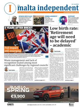 Cover of The Malta Independent on Sunday