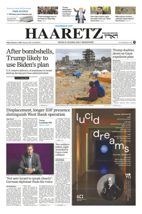 Cover of Haaretz english edition (Friday)