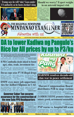 Cover of The Mindanao Examiner Regional Newspaper