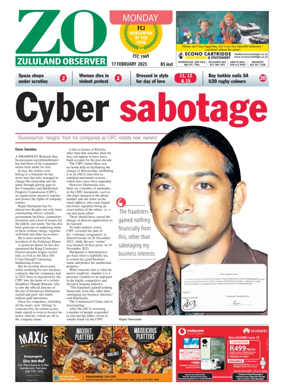 Cover of Zululand Observer - Monday