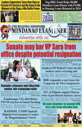 Cover of The Mindanao Examiner Regional Newspaper
