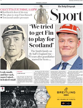 Cover of The Daily Telegraph - Sport Saturday