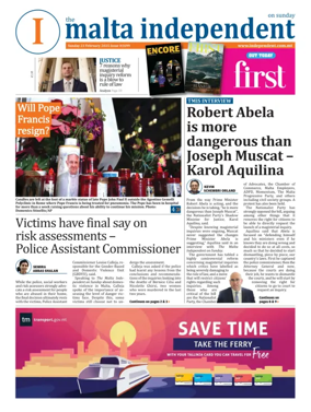 Cover of The Malta Independent on Sunday