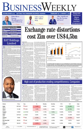 Cover of Business Weekly (Zimbabwe)