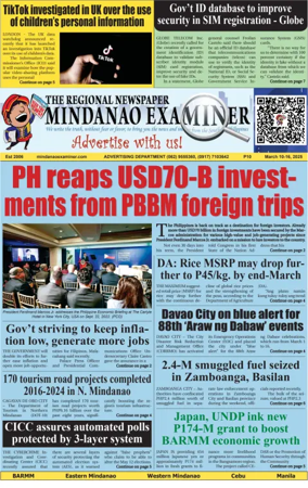 Cover of The Mindanao Examiner Regional Newspaper