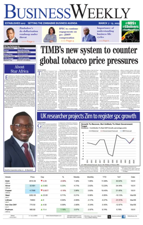 Cover of Business Weekly (Zimbabwe)