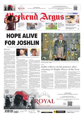 Cover of Weekend Argus (Saturday Edition)