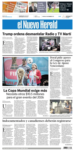Cover of El Nuevo Herald (Sunday)