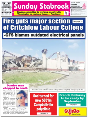 Cover of Stabroek News Sunday