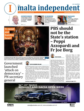 Cover of The Malta Independent on Sunday