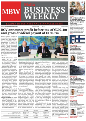 Cover of The Malta Business Weekly