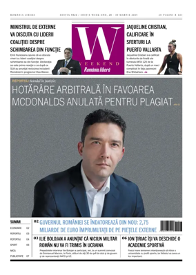 Cover of Romania Libera - Friday Edition