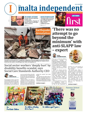 Cover of The Malta Independent on Sunday
