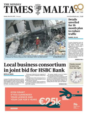 Cover of The Sunday Times of Malta