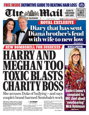 Cover of The Mail on Sunday