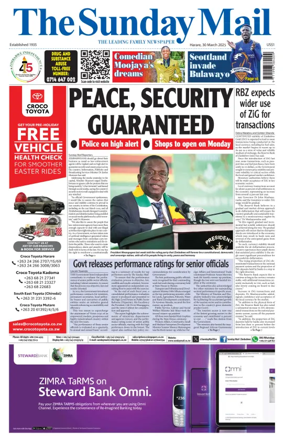 Cover of The Sunday Mail (Zimbabwe)