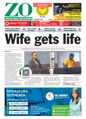 Cover of Zululand Observer - Monday