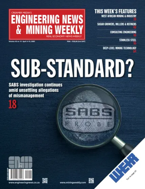 Cover of Engineering News and Mining Weekly
