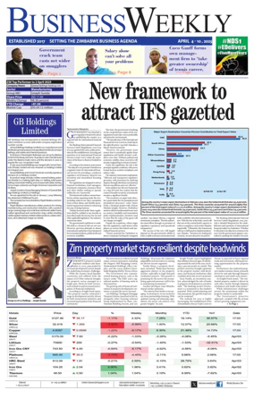 Cover of Business Weekly (Zimbabwe)