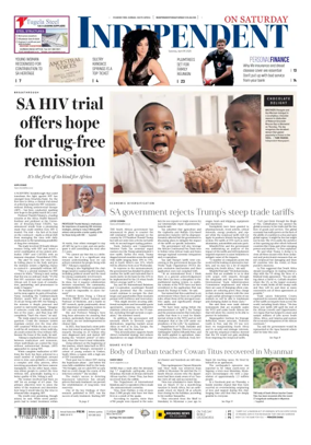 Cover of The Independent on Saturday